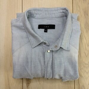 IRO Western Faded Denim Pearl Snap Shirt Mens Size Medium Blue Cotton